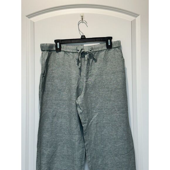 NWT Liz Claiborne Wide Leg Linen Blend Pants Dark Forest Green Size Small - Picture 3 of 9